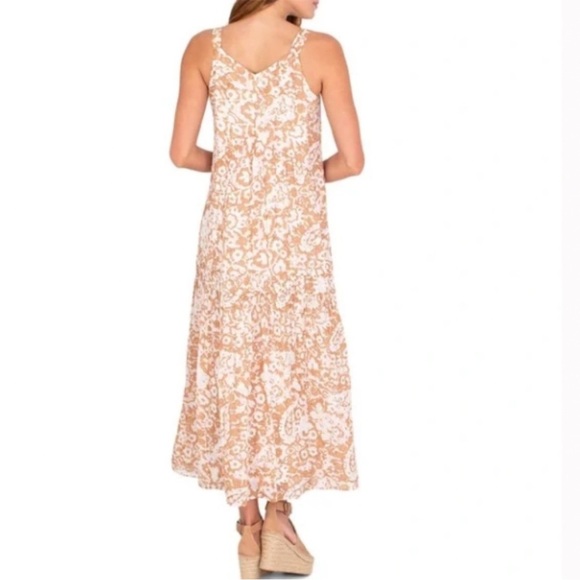 Joie Cream and Tan with pink Floral Maxi Dress - Picture 2 of 9